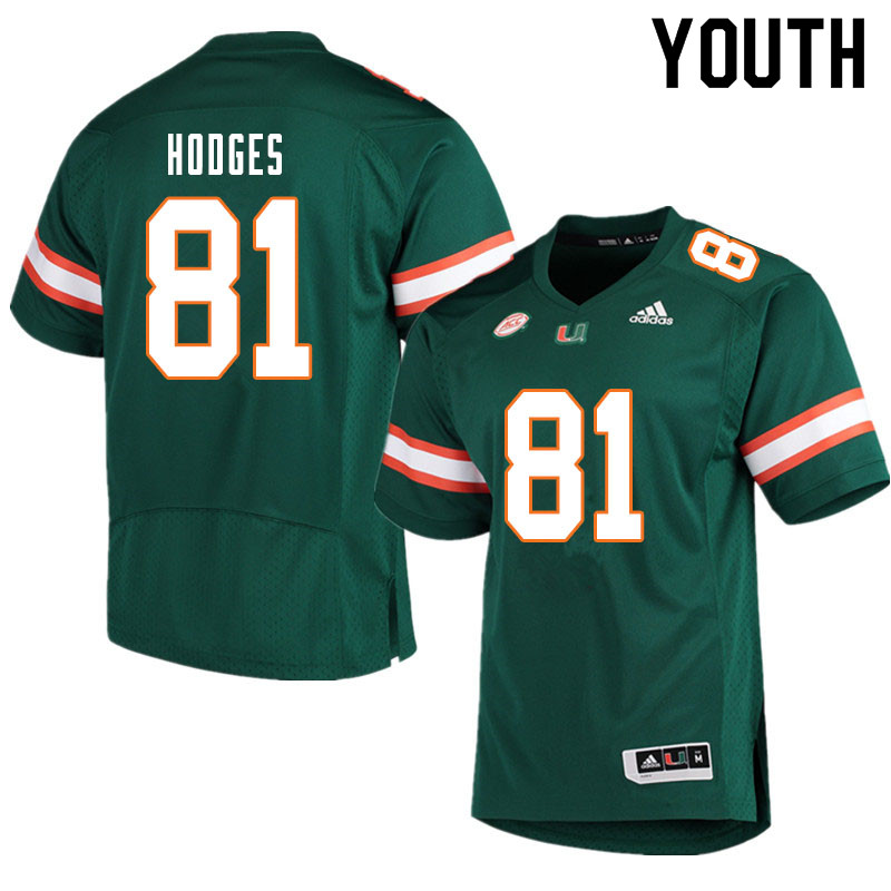 Youth #81 Larry Hodges Miami Hurricanes College Football Jerseys Sale-Green